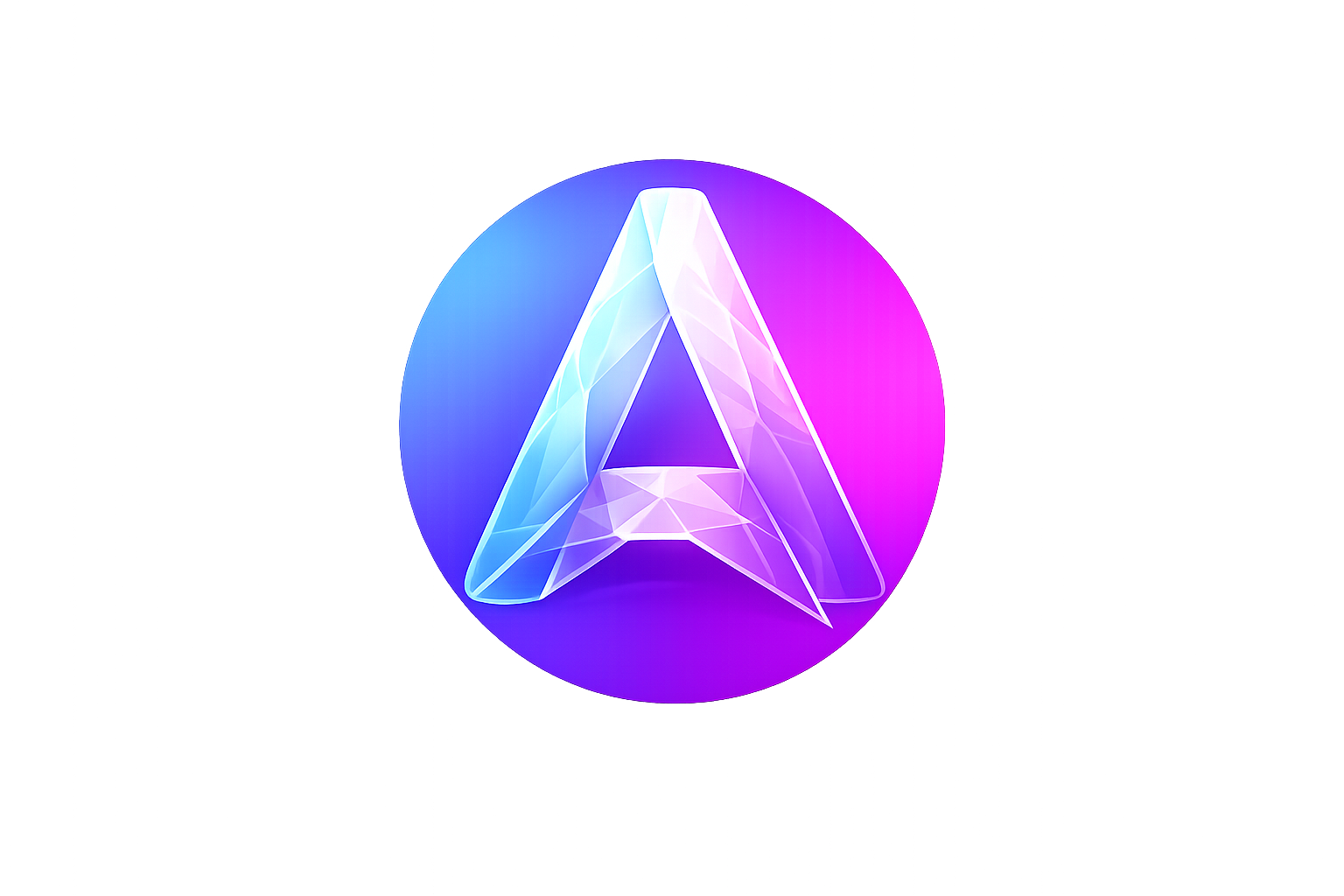 Логотип платформы AAMX — кристаллическая буква A в фиолетово-синем градиенте